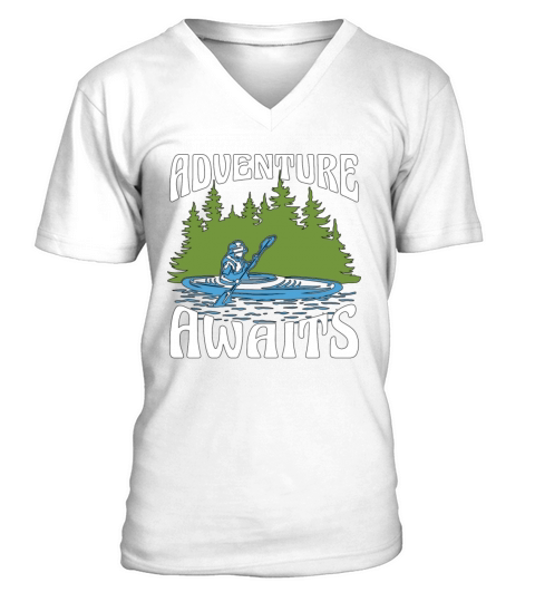 Kayaking Adventure Awaits Paddle Boat Kayak Lover V-Neck T-shirt