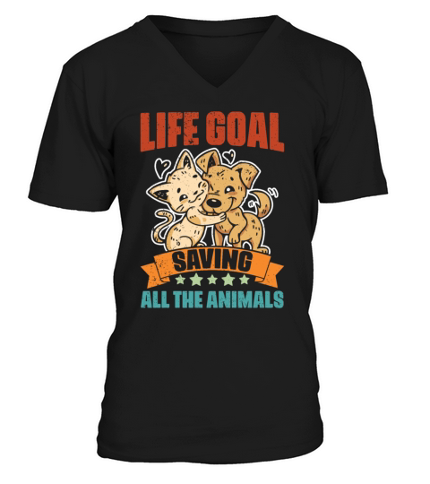 Vintage Veterinarian Life Goal For A Vet Med V-Neck T-shirt