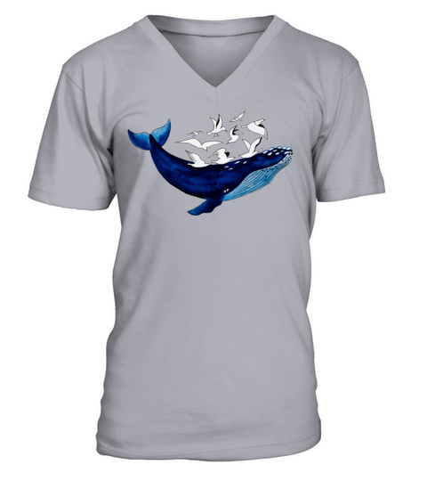 Whale and seagulls I Air and water V-Neck T-shirt