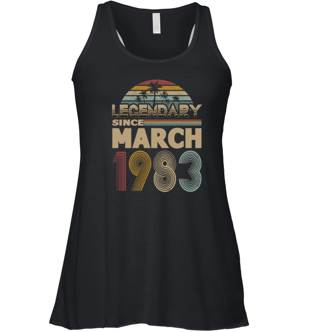 40th birthday march 1983 legendary since 1983 Women's Flowy Tank Top