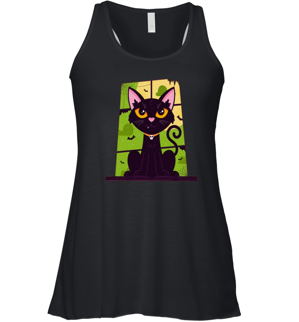 Cat Daddy Black Cat Vintage Eighties Style Cat Women's Flowy Tank Top