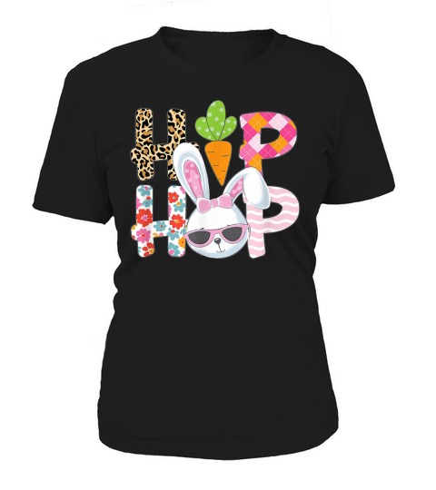 Hip Hop Easter Women Girls Leopard Print Plaid Bunny Women's T-Shirt