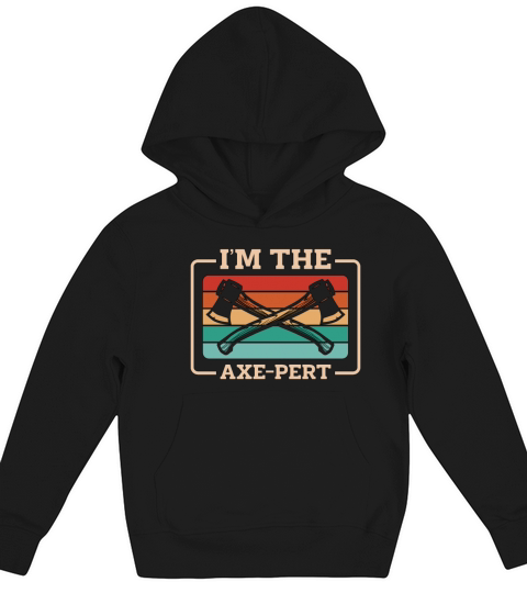 Axe Throwing Im The Axe-Pert Retro Woodworking Kids Hoodie