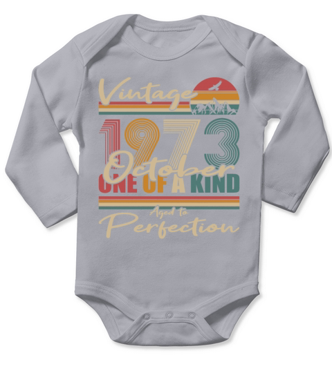 50th birthday october 1973 vintage 1973 Long Sleeve Baby One-Piece