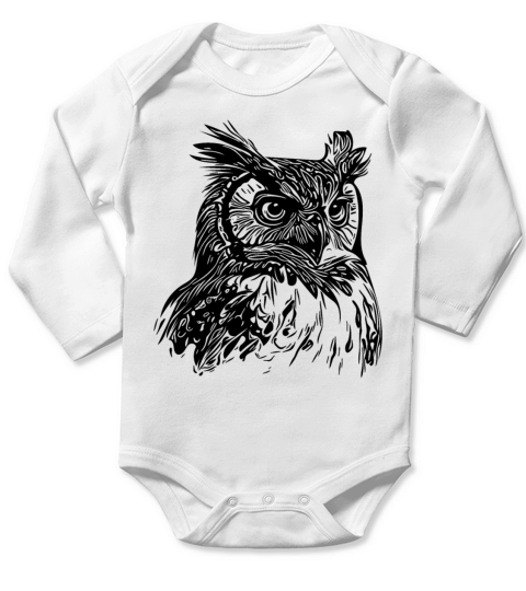 Elegant Vintage Forest Owl Long Sleeve Baby One-Piece