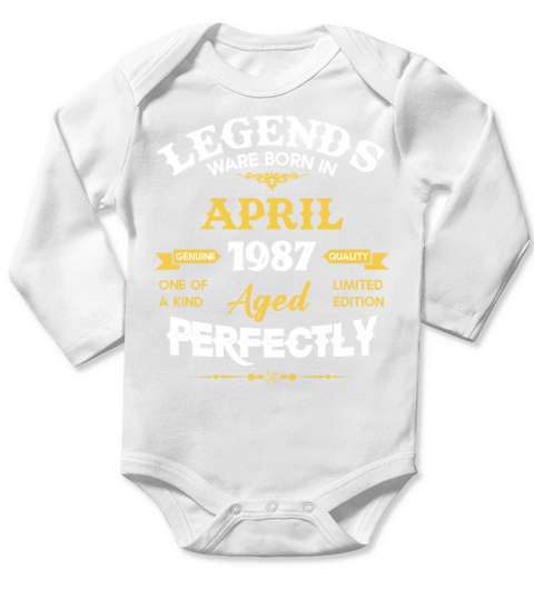 Vintage Aged To Perfection April 1987 Long Sleeve Baby One-Piece
