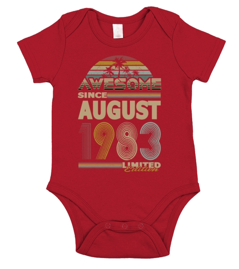 40th birthday august 1983 awesome since 1983 Short Sleeve Baby One-Piece