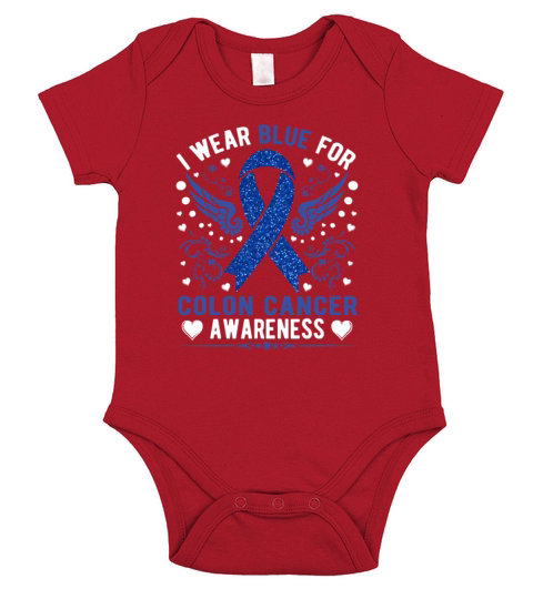 I Wear Blue For Colon Cancer Awareness Short Sleeve Baby One-Piece