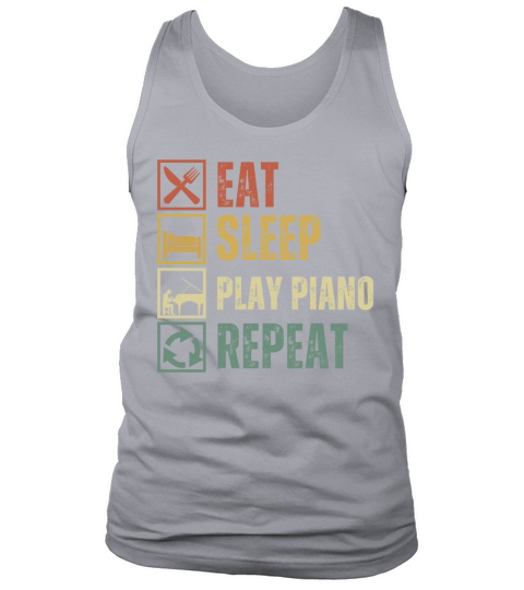 Funny eat sleep play piano repeat retro vintage Tank Top Unisex