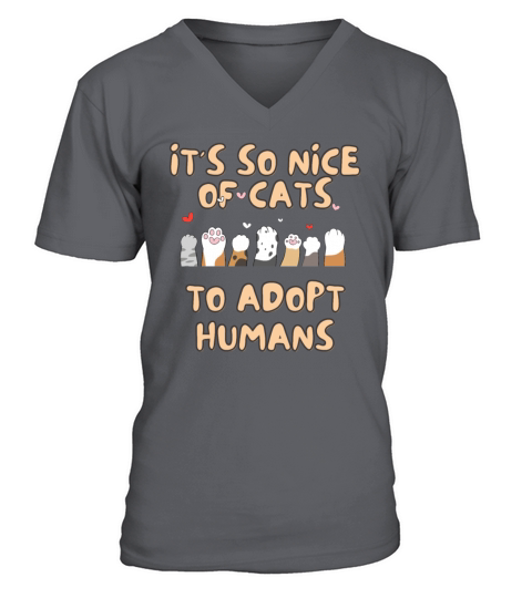 Funny its so nice of cats to adopt humans cat Mom V-Neck T-shirt