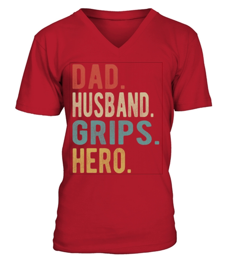 Grips Dad Husband Hero V-Neck T-shirt