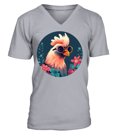 Retro Chicken Lovers Design V-Neck T-shirt