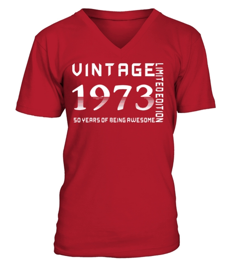Vintage 1973 50 Years Of Being Awesome 50th V-Neck T-shirt