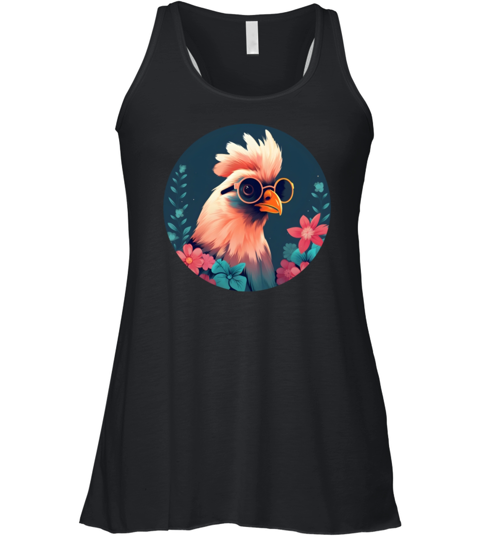 Retro Chicken Lovers Design Women's Flowy Tank Top