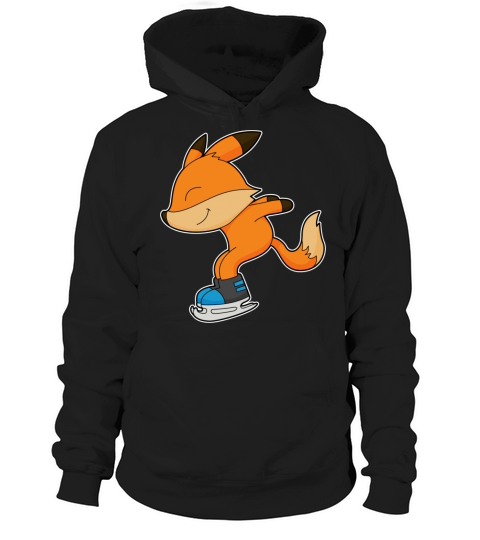 Fox At Ice Skating With Ice Skates Hoodie Unisex