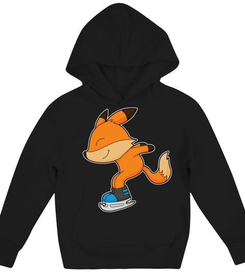 Fox At Ice Skating With Ice Skates Kids Hoodie