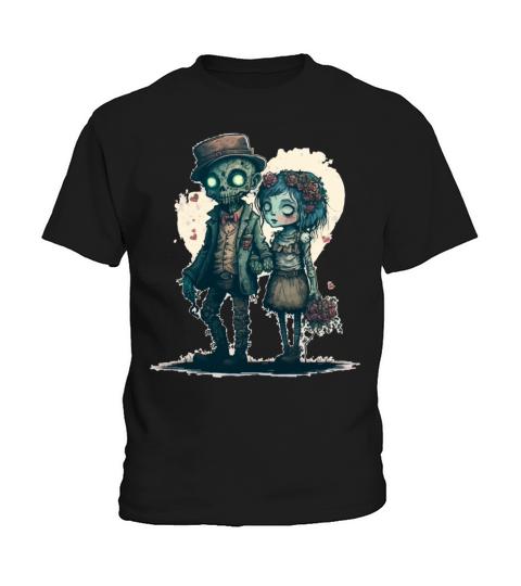 Creepy Zombie Undead Couple Steampunk Horror Valen Kids T-Shirt