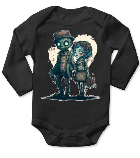 Creepy Zombie Undead Couple Steampunk Horror Valen Long Sleeve Baby One-Piece