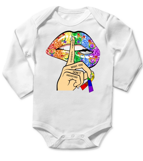Dont Judge LGBT Pride Lips Long Sleeve Baby One-Piece