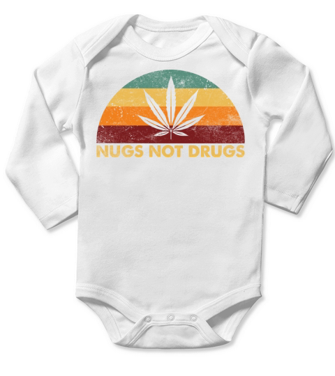 Vintage Retro Nugs Not Drugs Long Sleeve Baby One-Piece