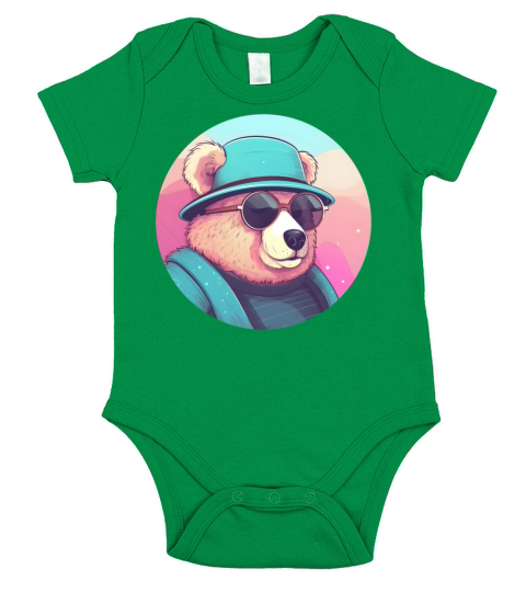 80s 90s Bear Lovers Vintage Short Sleeve Baby One-Piece