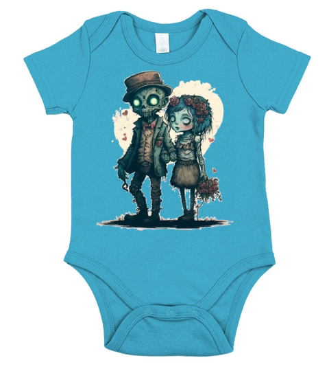 Creepy Zombie Undead Couple Steampunk Horror Valen Short Sleeve Baby One-Piece