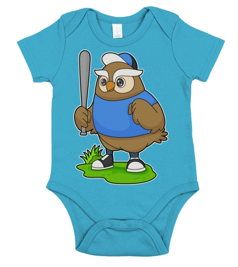 Owl Baseball Baseball Bat Short Sleeve Baby One-Piece