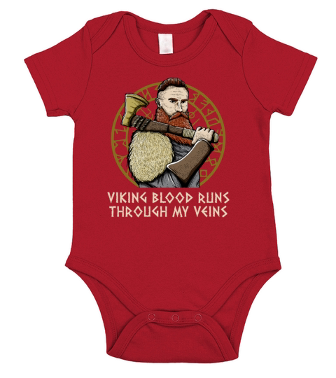 Valhalla Blood Runs Through My Veins Norwegian Short Sleeve Baby One-Piece