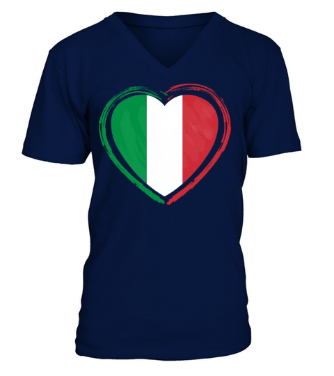 Italy Heart Vintage Flag V-Neck T-shirt