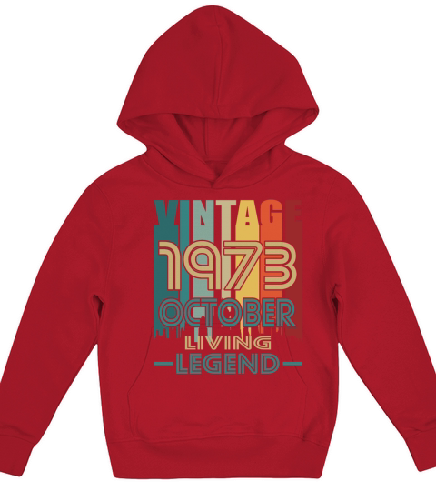 50th birthday october 1973 vintage 1973 Kids Hoodie
