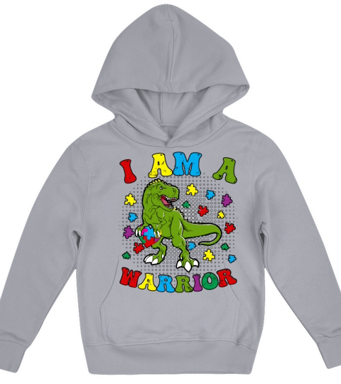I Am A Warrior Funny Dinosaur Autism Kids Hoodie