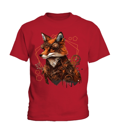 Steampunk Fox Industrial Vintage Fox Mechanical An Kids T-Shirt