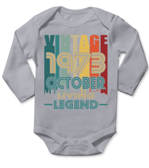 50th birthday october 1973 vintage 1973 Long Sleeve Baby One-Piece
