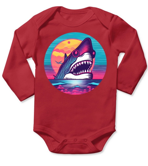 80s 90s Shark Lovers Vintage Long Sleeve Baby One-Piece