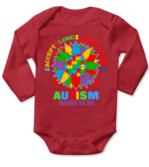 Autism Awareness Accept Love Understand Support Long Sleeve Baby One-Piece