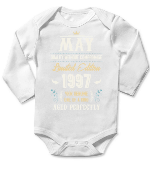 May 1997 Vintage Birthday Present Long Sleeve Baby One-Piece
