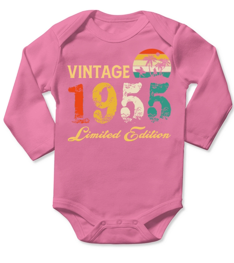 Vintage 1955 Limited Edition Born In 1955 Birthday Long Sleeve Baby One-Piece