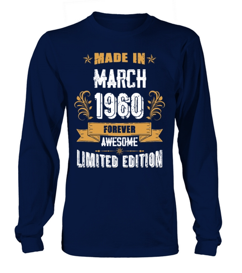 March 1960 Vintage Birthday Present Long sleeved Unisex