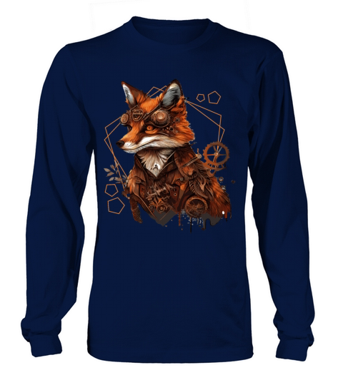 Steampunk Fox Industrial Vintage Fox Mechanical An Long sleeved Unisex