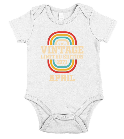 52nd birthday April vintage 1971 vintage Short Sleeve Baby One-Piece