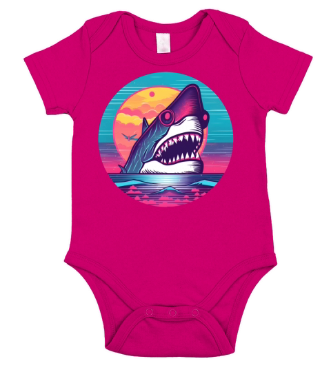 80s 90s Shark Lovers Vintage Short Sleeve Baby One-Piece
