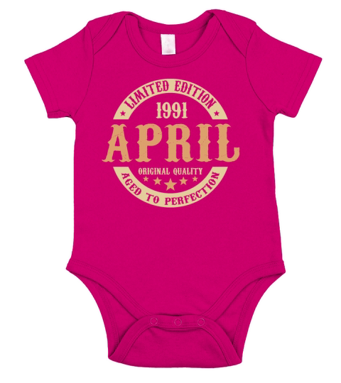 April 1991 Vintage Birthday Present Short Sleeve Baby One-Piece