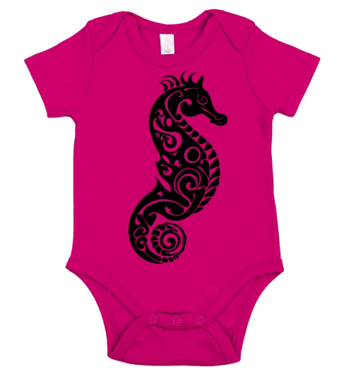Cute Little Vintage Tattoo Seahorse Short Sleeve Baby One-Piece