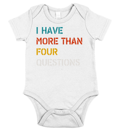 Funny Retro Vintage I Have More Than Four Questions Passover Short Sleeve Baby One-Piece
