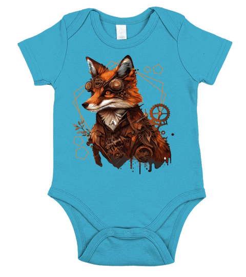 Steampunk Fox Industrial Vintage Fox Mechanical An Short Sleeve Baby One-Piece