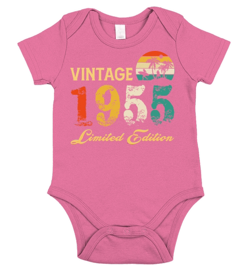 Vintage 1955 Limited Edition Born In 1955 Birthday Short Sleeve Baby One-Piece