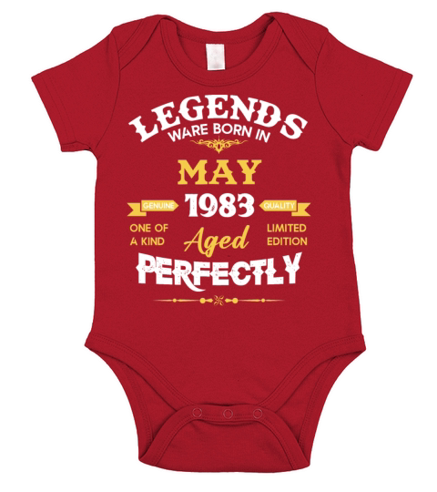 Vintage Aged To Perfection May 1983 Short Sleeve Baby One-Piece