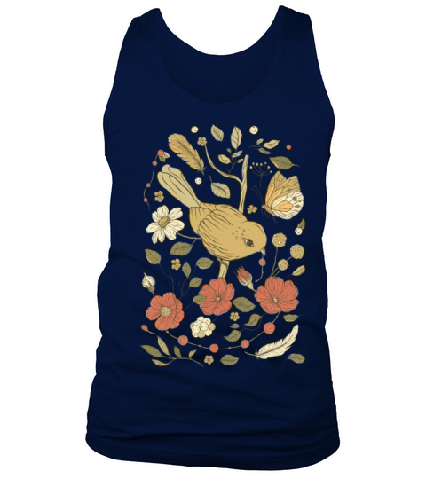Beige Brown Bird Vintage T-Shirt Tank Top Unisex