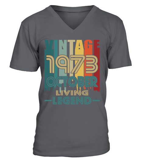50th birthday october 1973 vintage 1973 V-Neck T-shirt