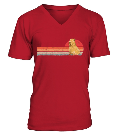 Capybara Retro Vintage V-Neck T-shirt